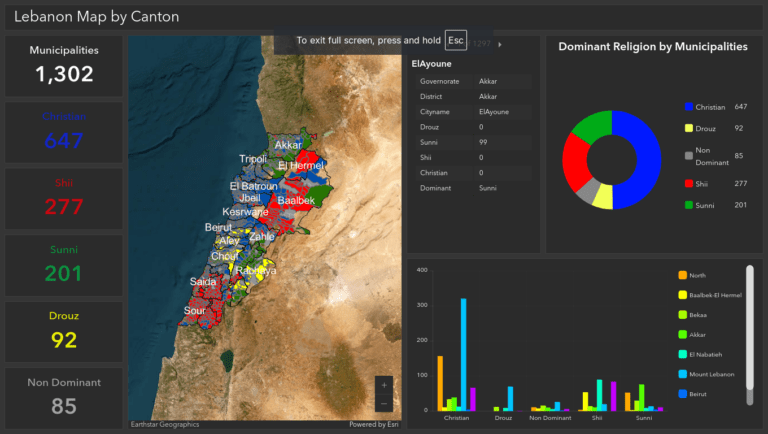 Lebanon Map by Canton with ON OFF Switch
