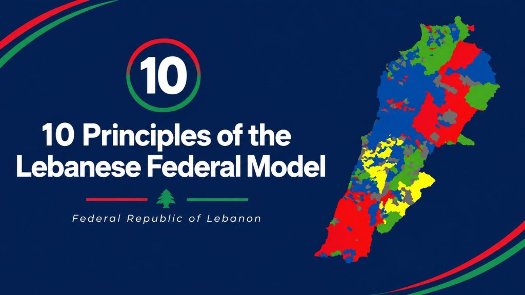 10 Principles of the Lebanese Federal Model, with a map of Lebanon by canton
